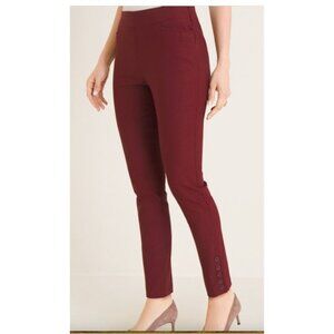 Chicos 3p Burgundy So Slimming Brigitte Button-Hem Slim Ankle Pants sz 16 petite